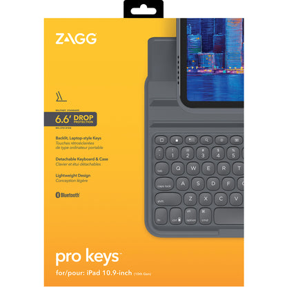 ZAGG Keyboard Pro Keys for iPad 103410815 10.9 (10th Gen) Bl./Gray,CH