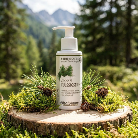 Unterweger Zirben Vloeibare Zeep 140 ml – Natuurlijke cosmetica met Bio-Zirbenolie voor milde reiniging & alpine geur