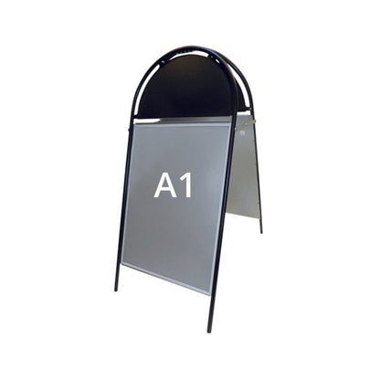 Kundenstopper Stahlrohr Classic mit Logoschild rund, Outdoor