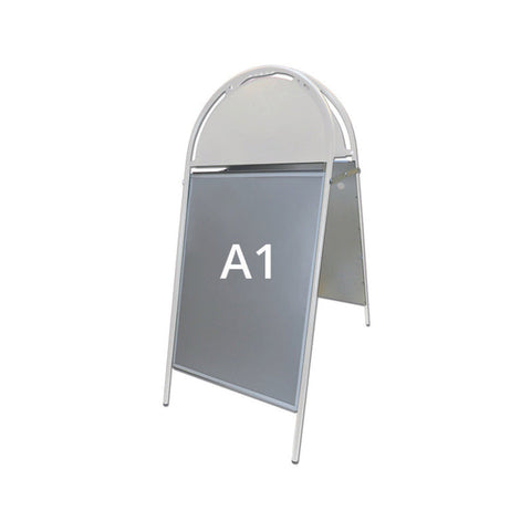 Kundenstopper Stahlrohr Classic mit Logoschild rund, Outdoor