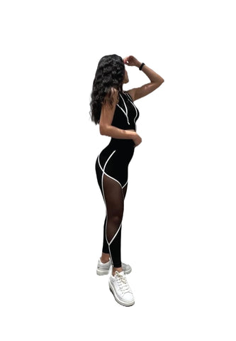 378 - Høy Midje Tulle Leggings - Sporty Eleganse 🔥🖤