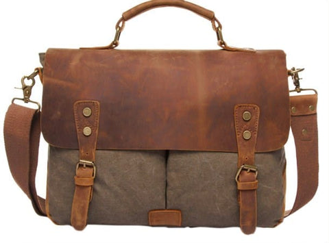 Old School Schultertasche Canvas mit Laptopfach