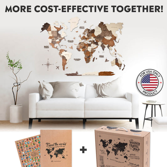 Enjoy The Wood - 3D Wooden World Map - 🌍 Travel the World from your Wall! -  Handcrafted Wooden Map for Home Decor 🗺️