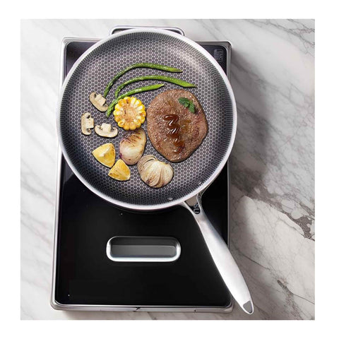 Cheffinger Bratpfanne – PFP-24 cm – Edelstahl – Wabenstruktur – Induktion