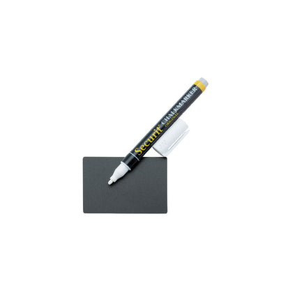 Securit® Kreidetafel TAGs A8 Schwarz, inkl. 1 Securit® Kreidestift, 4 Spikes und 4 transparenten Haltern, 20er Set