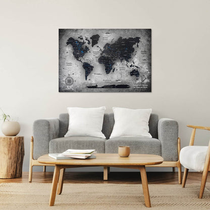 cork world map with pins