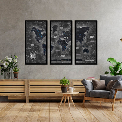 Enjoy The Wood - Cork Triptych World Map - 🌍  Cork Wood Decor! -  Beautiful & Unique Home Decor 🗺️