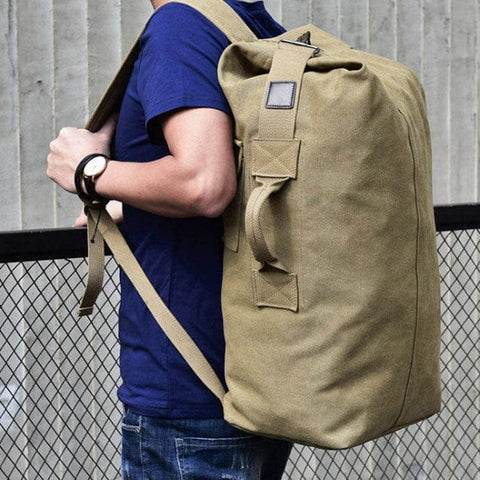 XXL Canvas Rucksack im Militärstil – 45L, Hüftgurt & Mehrere Taschen