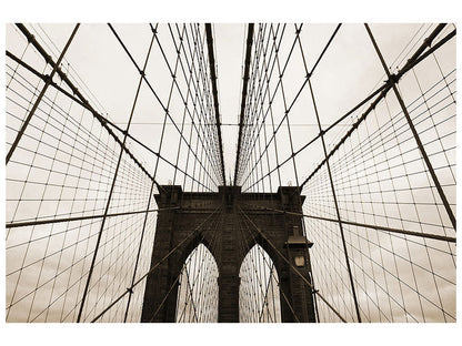 Leinwandbild Brooklyn Bridge mit Wolken