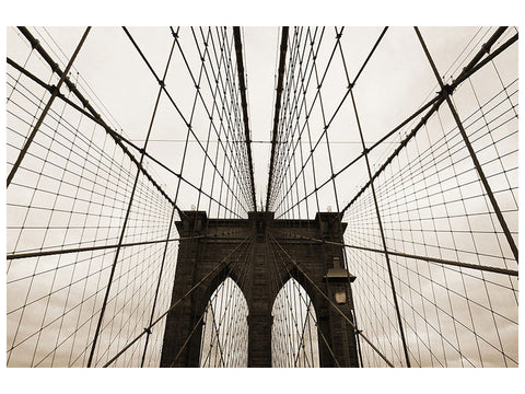 Leinwandbild Brooklyn Bridge mit Wolken