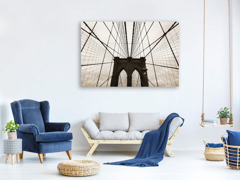 Leinwandbild Brooklyn Bridge mit Wolken