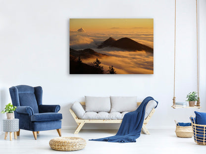 Leinwandbild Nebulös in den Bergen