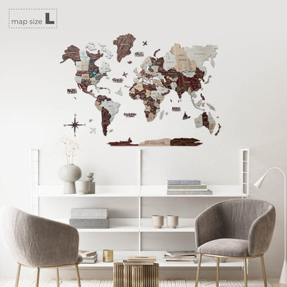 3D colored world map for wall