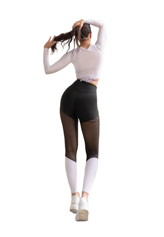 1004 Extra High Waist Leggings in Schwarz & Weiss