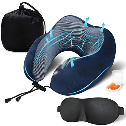 Reisekissen Komfort Set – Nackenkissen, Schlafmaske & Ohrstöpsel