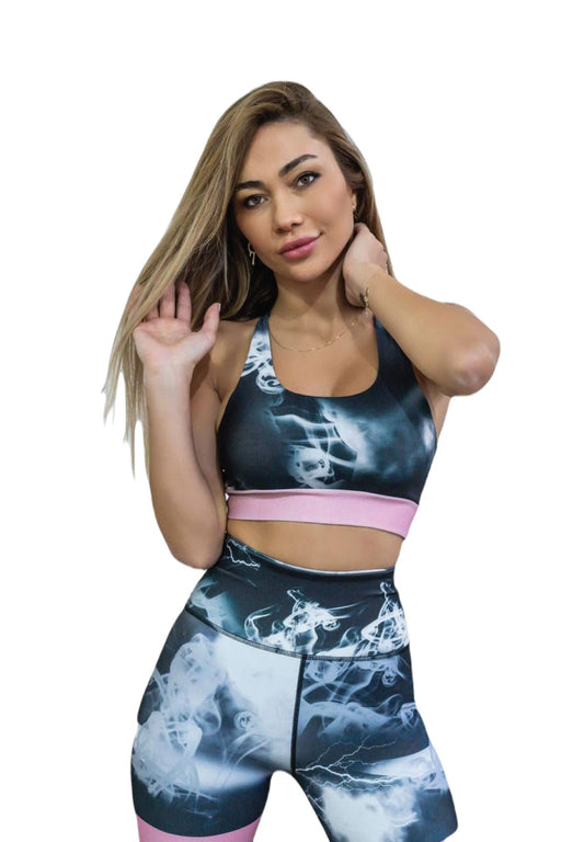 171 - Soutien-gorge de sport en rose et gris - Confort et style ultimes ! 💖✨