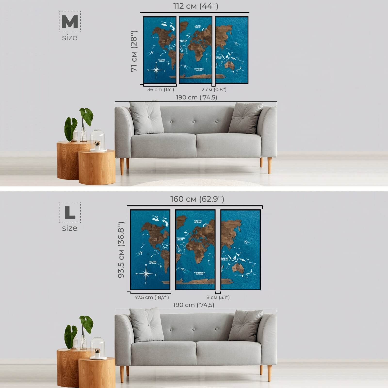 world map panel wooden