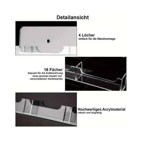 16-Fach Acryl Visitenkartenwandhalter