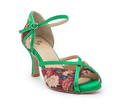 NAOS Tanzschuhe in Grün mit Blumenmuster