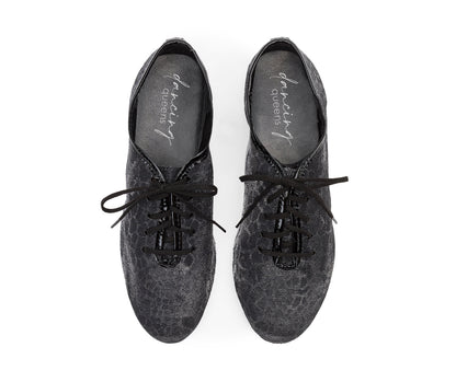 Flow Tanzschuhe in Silber & Schwarz Glitter
