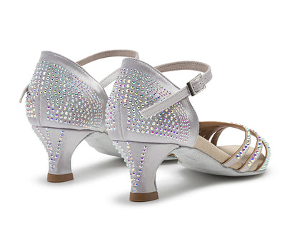 Sparkle Shine Tanzschuhe in Silber Satin
