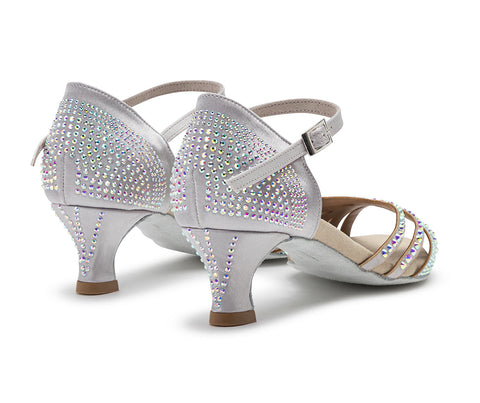 Sparkle Shine Tanzschuhe in Silber Satin