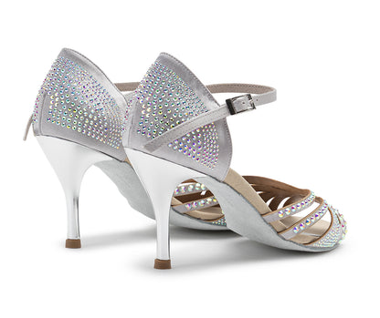 Sparkle Shine Tanzschuhe in Silber Satin