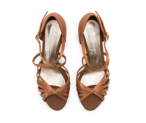 Elation Show-Tanzschuhe in Bronze Satin mit flexibler Sohle