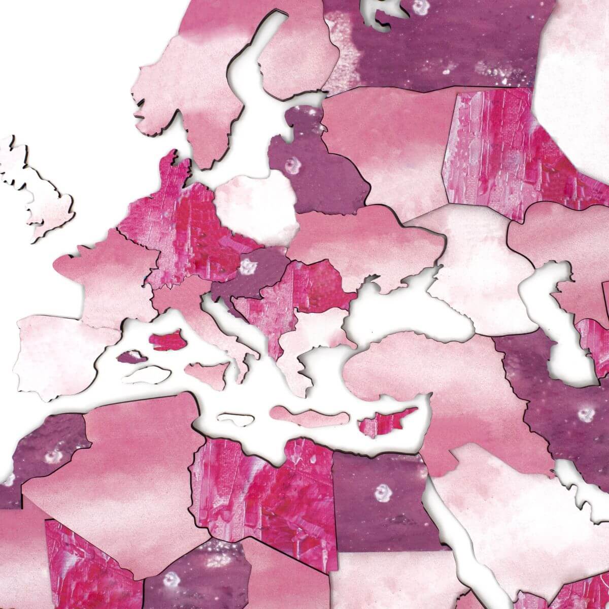 pink world map