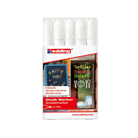 Edding® Kreidemarker 4095, 2-3mm, 5er-Set, Weiss