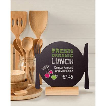 Securit® Tischkreidetafel „Teller mit Besteck“ Aufsteller 25×24 cm