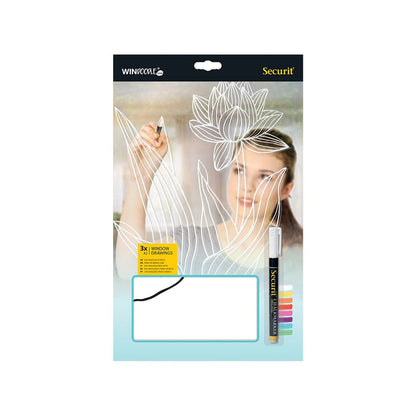 Securit® Fensterschablonen Halloween, 3er Set, Format: A2, inkl. 1 Securit® Kreidestift
