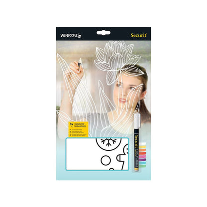 Securit® Fensterschablonen Weinachten, 3er Set, Format: A2, inkl. 1 Securit® Kreidestift