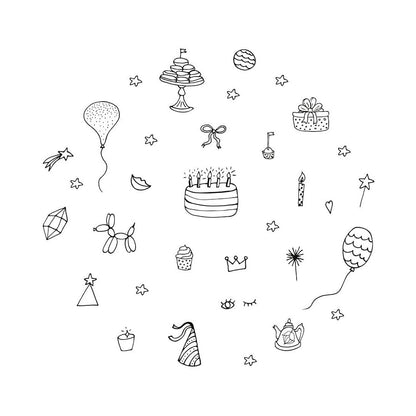 Securit® Fensterschablonen "Windoodle", Format: A2, Thema: Girl Birthday, inkl. 1 Securit® Kreidestift, 3er Set