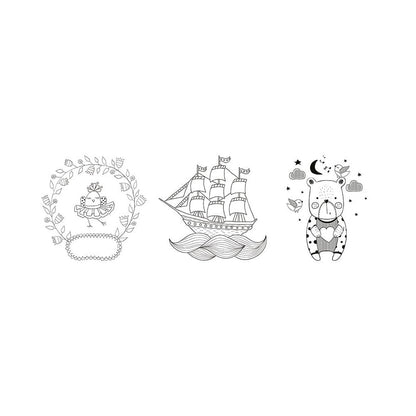 Securit® Fensterschablonen "Windoodle", Format: A2, Thema: Baby, inkl. 1 Securit® Kreidestift, 3er Set