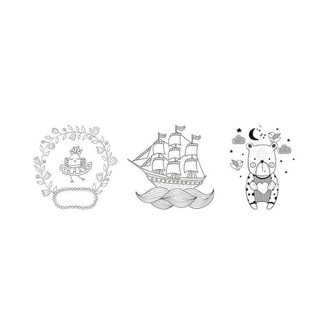 Securit® Fensterschablonen "Windoodle", Format: A2, Thema: Baby, inkl. 1 Securit® Kreidestift, 3er Set