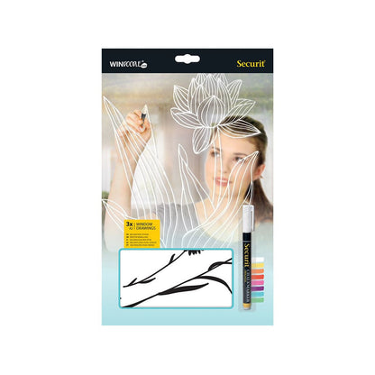 Securit® Fensterschablonen Ostern, 3er Set, Format: A2, inkl. 1 Securit® Kreidestift