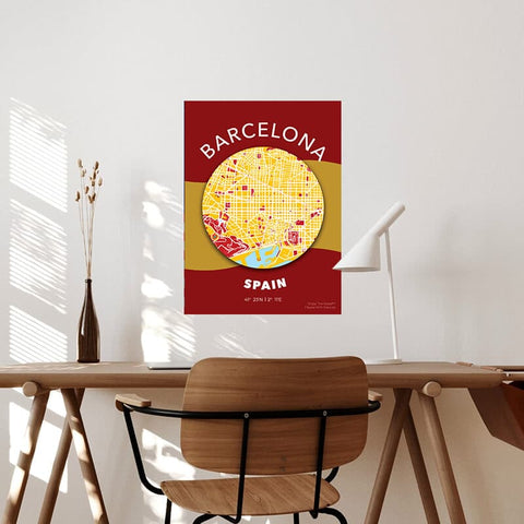 Enjoy The Wood - Carte de la ville de Barcelone - 🗺️ Décor en bois fait à la main pour la maison