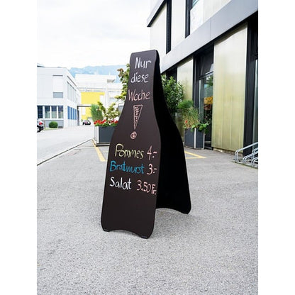 Holz Kundenstopper Flaschenform, Schwarz, Outdoor