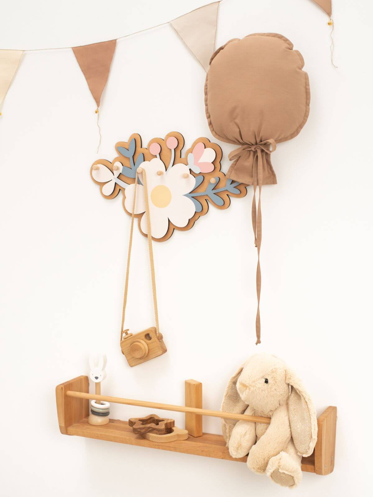 wood flower wall hooks girls room