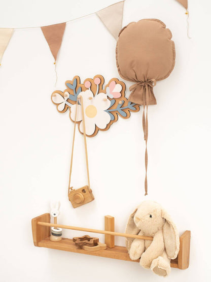 wood flower wall hooks girls room