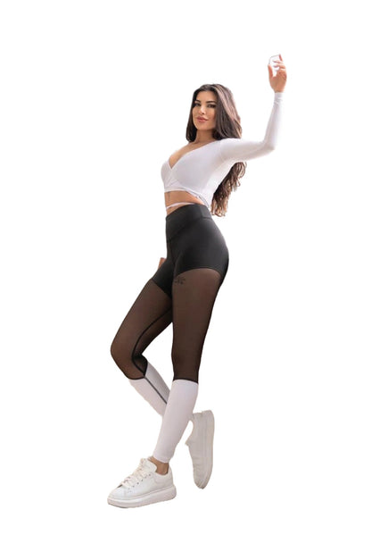1004 Extra High Waist Leggings in Schwarz & Weiss