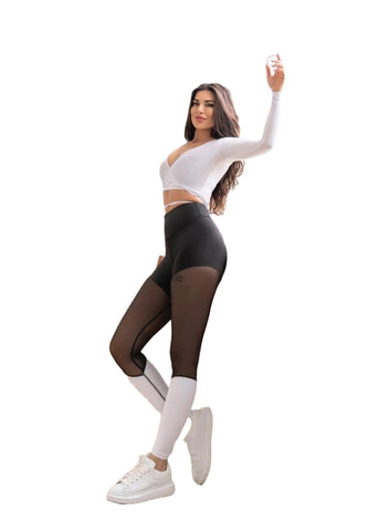 1004 Extra High Waist Leggings in Schwarz & Weiss