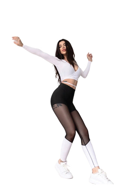1004 Extra High Waist Leggings in Schwarz & Weiss