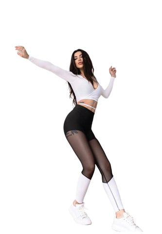 1004 Extra High Waist Leggings in Schwarz & Weiss