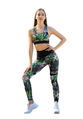 876 - Leggings Floraux Taille Extra Haute - Style d'Entraînement Éblouissant 🌸✨