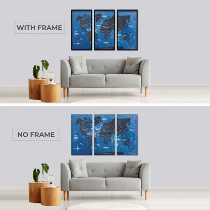 triptych world map