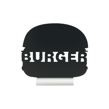 Securit®, Tischkreidetafel Aufsteller mit Aluminiumfuss, "Burger" Form-Silhouette, 28x25cm