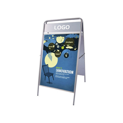 Kundenstopper Stahlrohr Classic mit Logoschild, Outdoor