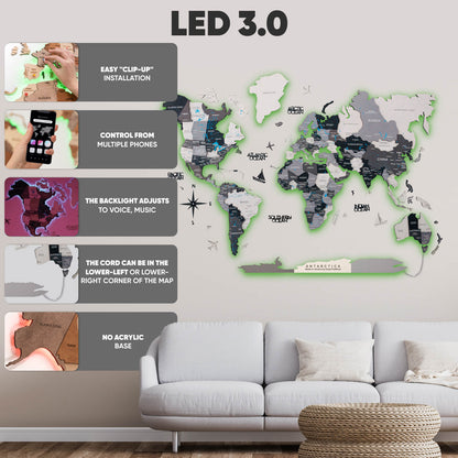 led 3d world map